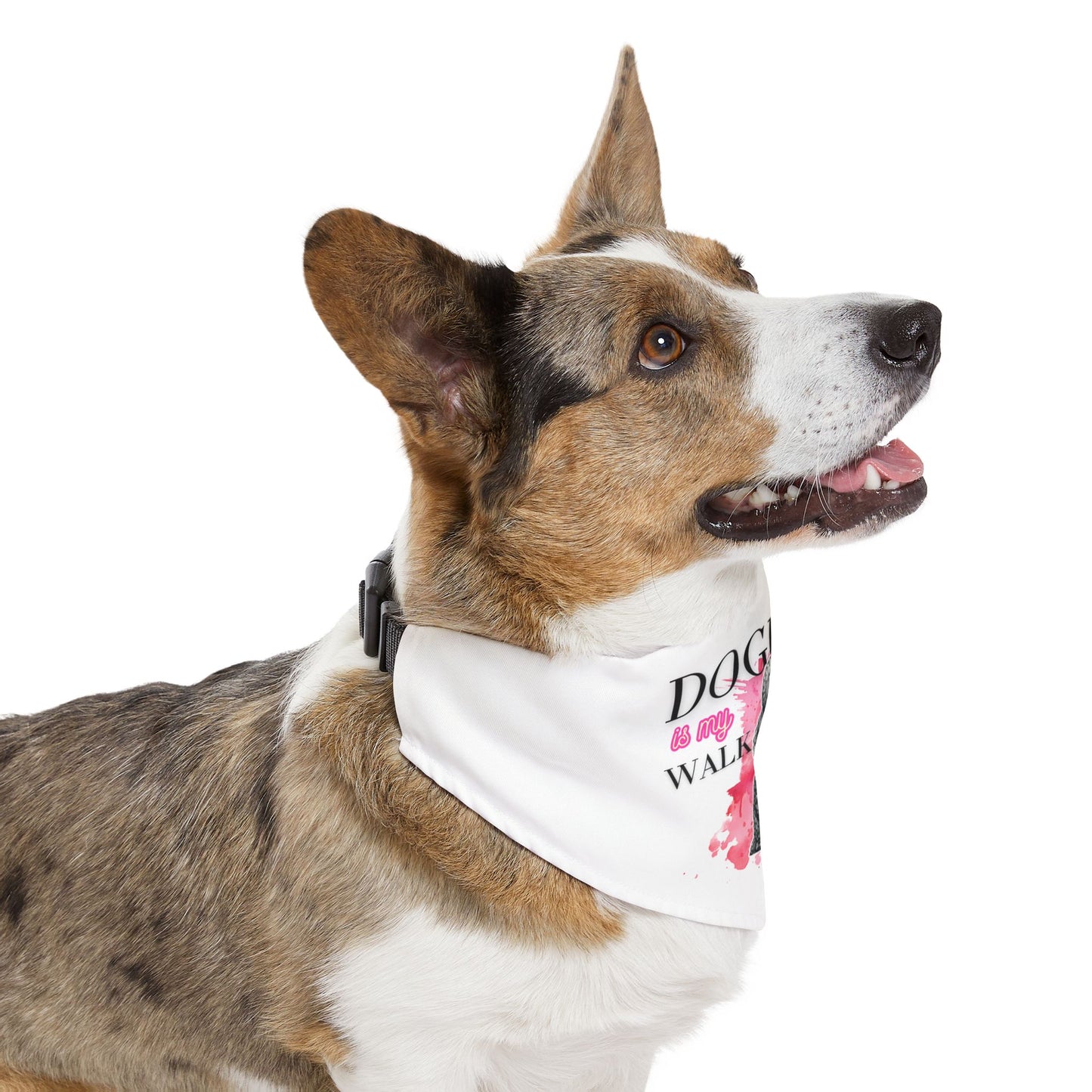 Pet Bandana Collar — "Doggie on a Walk" Cute Watercolor Pup Dog Bandana for Small to Medium Dogs