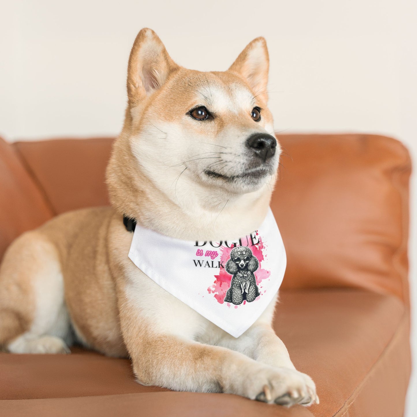 Pet Bandana Collar — "Doggie on a Walk" Cute Watercolor Pup Dog Bandana for Small to Medium Dogs
