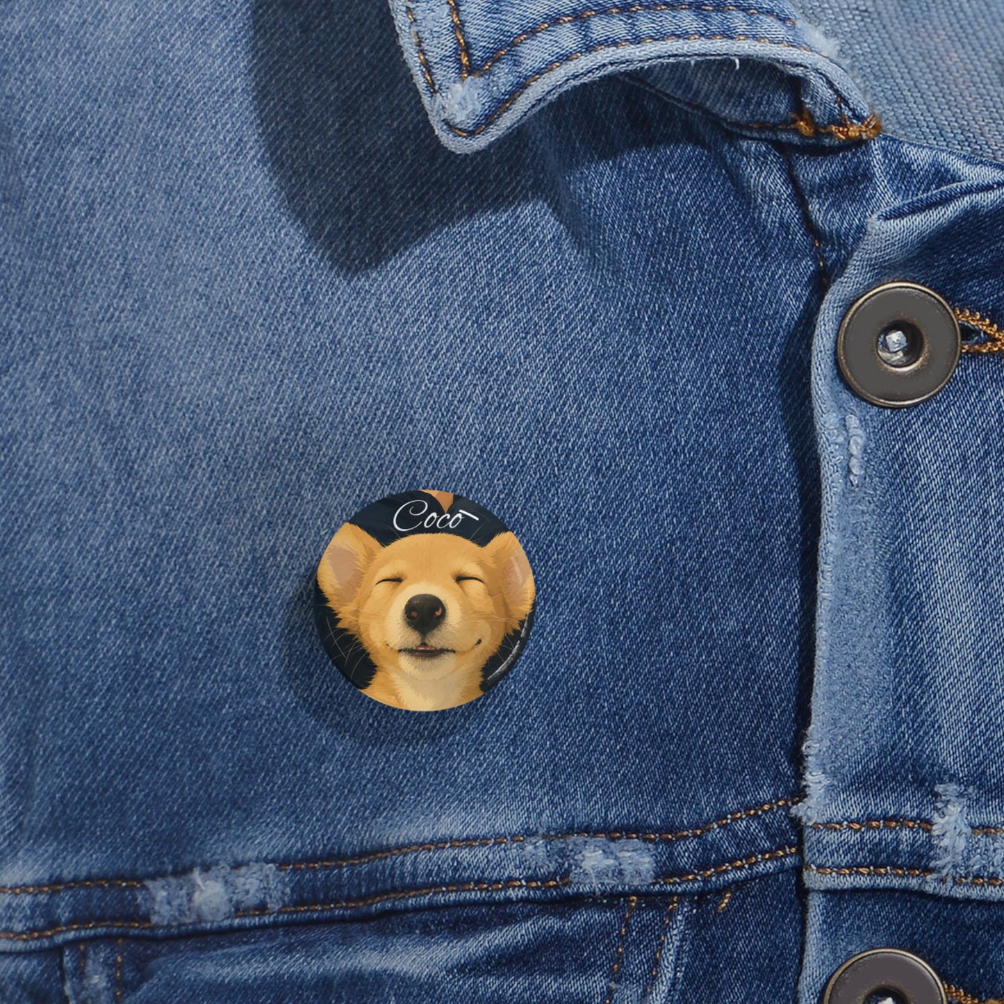 Corgi Smiles Round Pin — 'Coco' Cute Dog Button
