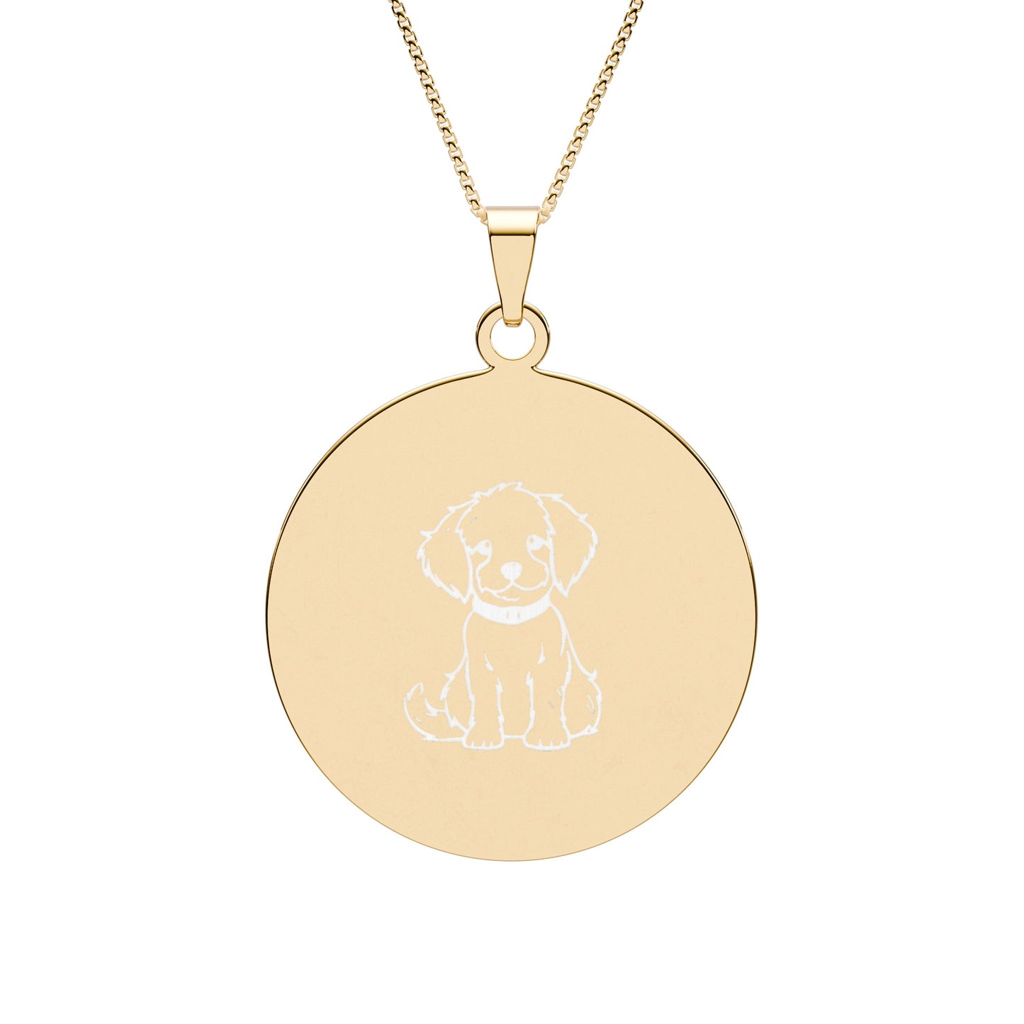 Round Photo Pendant Necklace — Engraved Puppy Keepsake