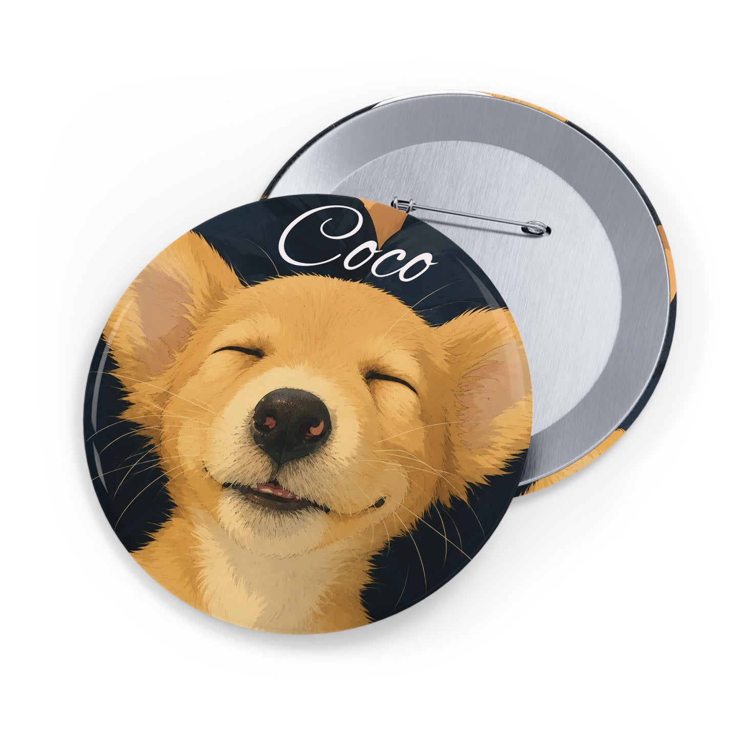 Corgi Smiles Round Pin — 'Coco' Cute Dog Button