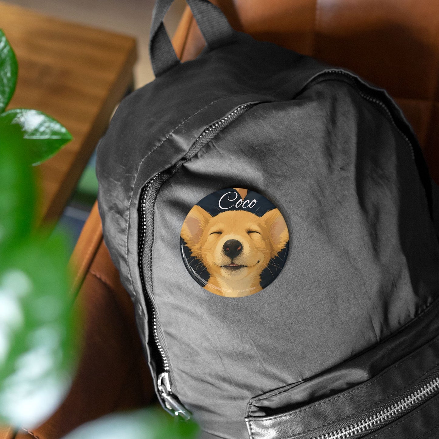 Corgi Smiles Round Pin — 'Coco' Cute Dog Button