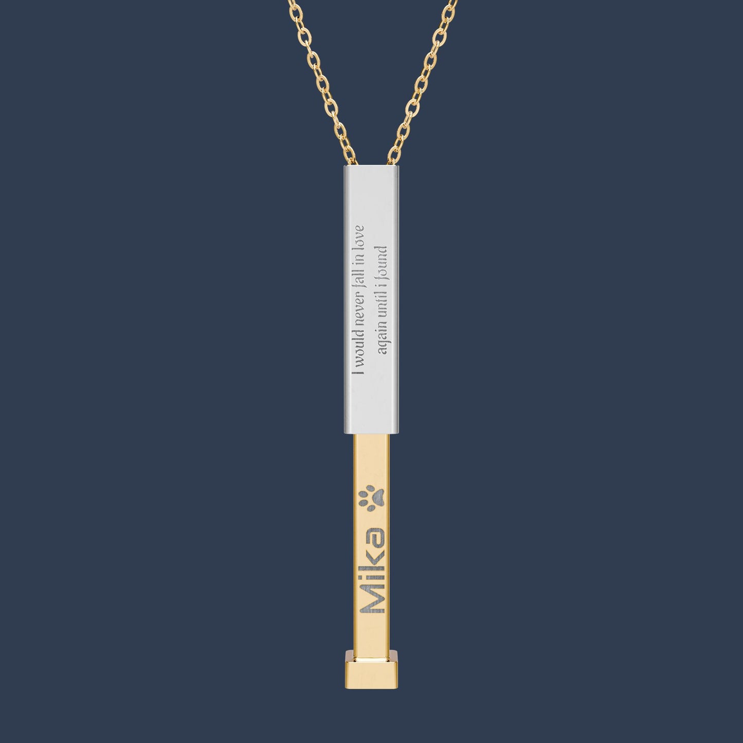 Hidden Message Sliding Bar Necklace — Engraved Secret Pull-Out Pendant