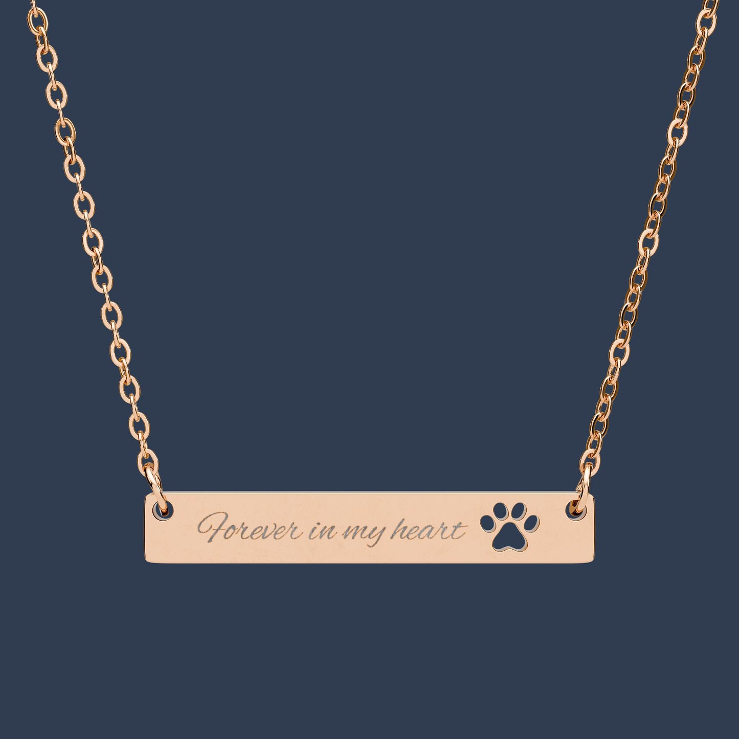 Engraved Paw Cutout Bar Necklace