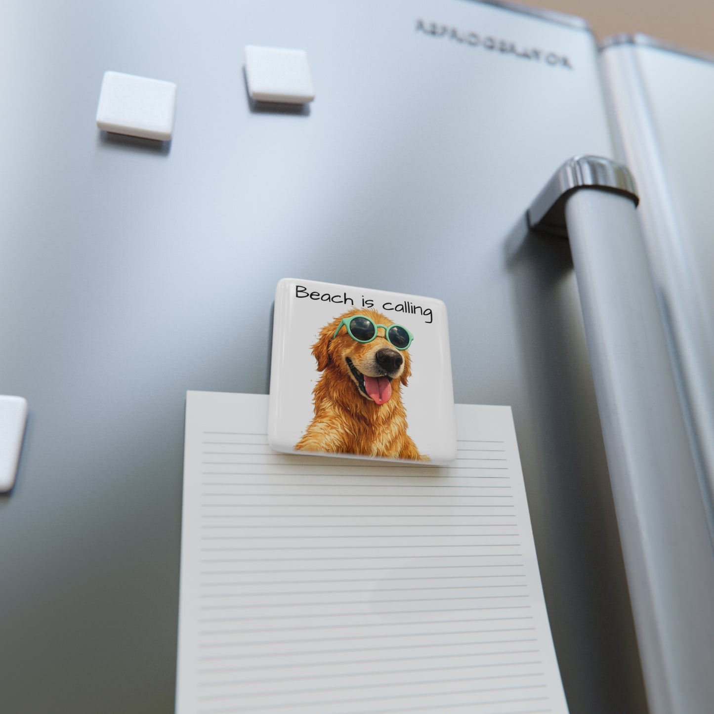 Beach Is Calling Dog Magnet — Porcelain Square Refrigerator Magnet