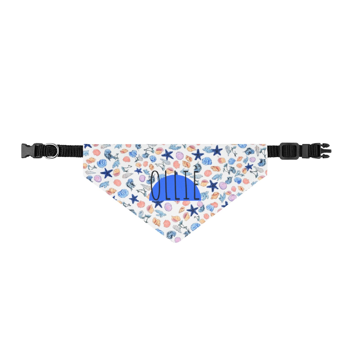 Clip-on Pet Bandana — Blue Narwhal & Seashells Cute Summer Dog Scarf