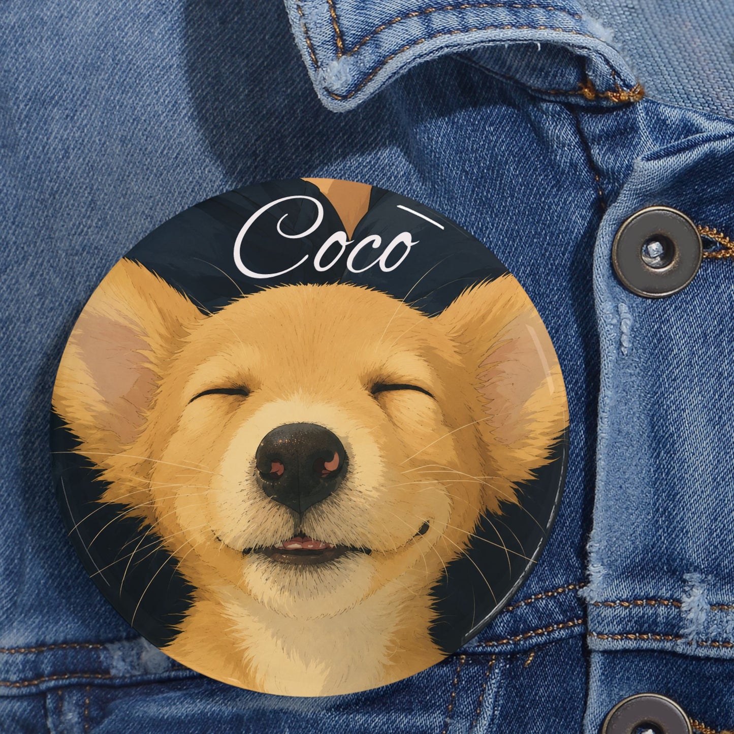 Corgi Smiles Round Pin — 'Coco' Cute Dog Button