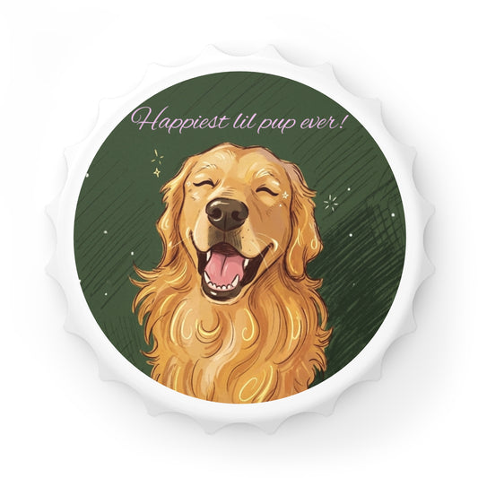 Happiest Lil Pup Ever Bottle Opener - Cute Golden Retriever Beer Opener
