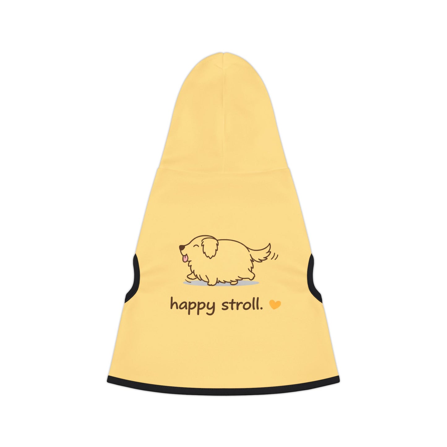 Pet Hoodie — Yellow "happy stroll." Dog Hoodie for Small Dogs, Cute Walk-Ready Pet Sweatshirt