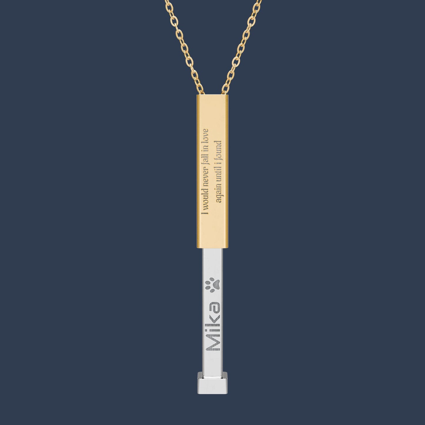 Hidden Message Sliding Bar Necklace — Engraved Secret Pull-Out Pendant