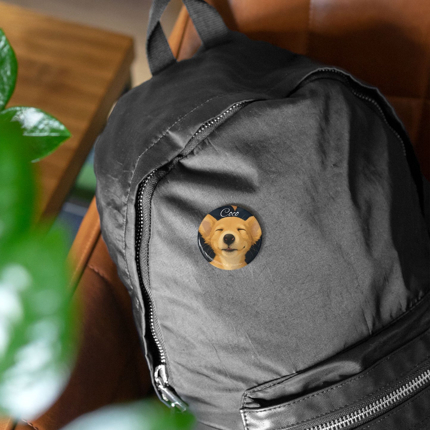 Corgi Smiles Round Pin — 'Coco' Cute Dog Button