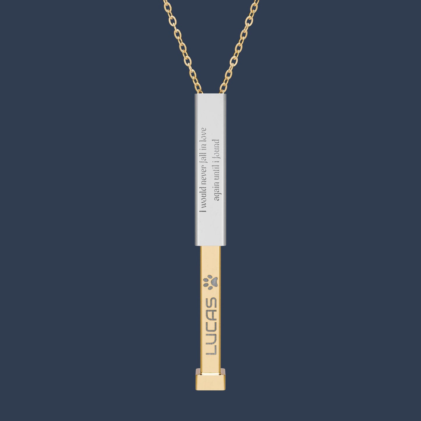 Hidden Message Sliding Bar Necklace — Engraved Secret Pull-Out Pendant