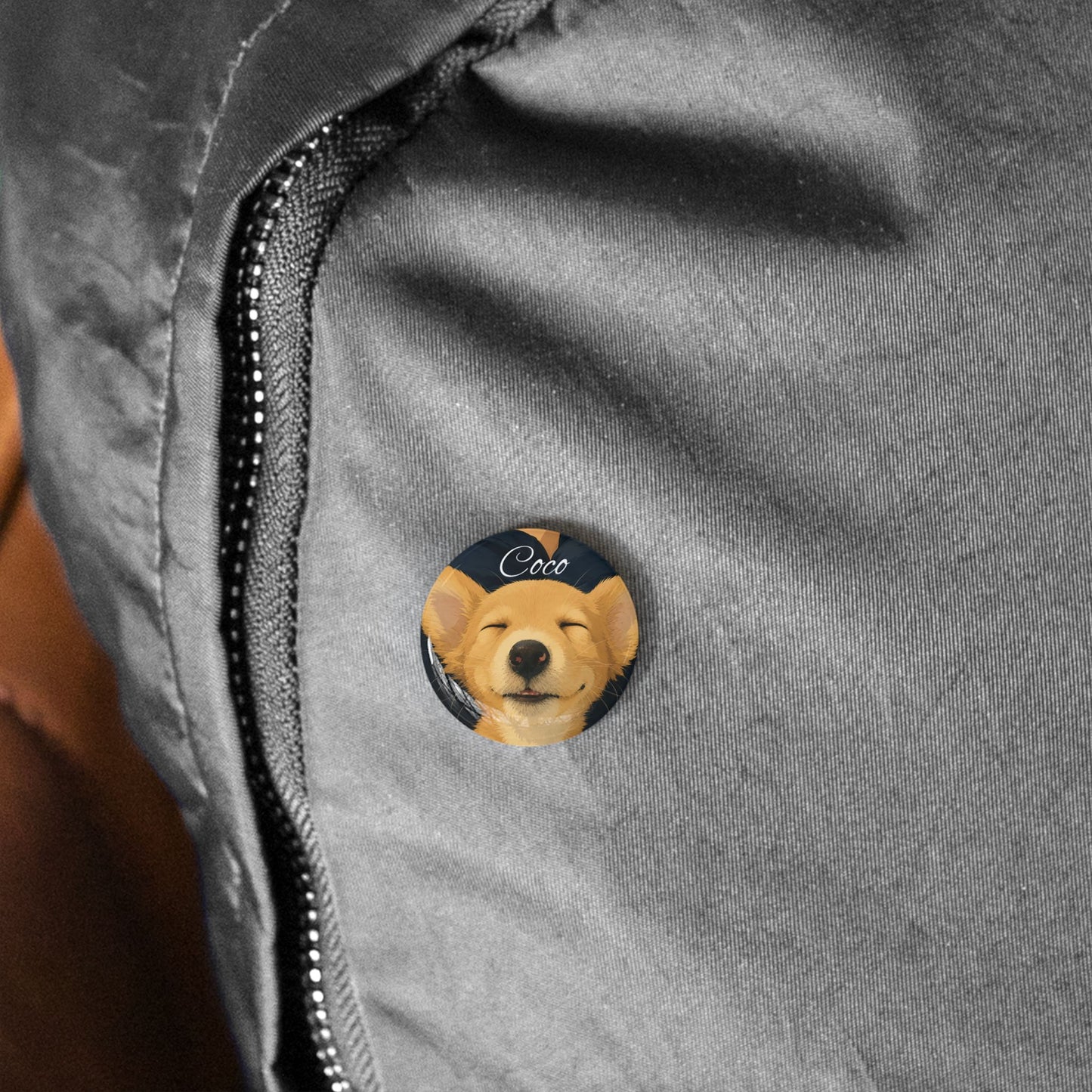 Corgi Smiles Round Pin — 'Coco' Cute Dog Button