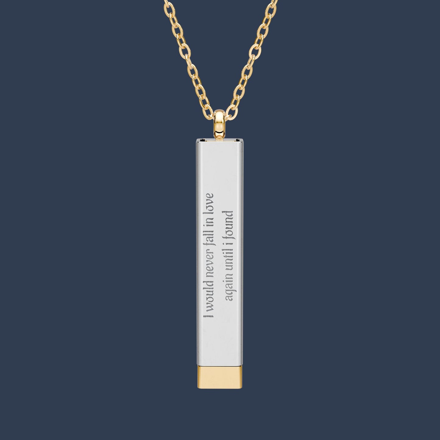 Hidden Message Sliding Bar Necklace — Engraved Secret Pull-Out Pendant