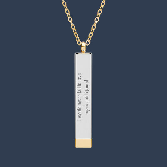 Hidden Message Sliding Bar Necklace — Engraved Secret Pull-Out Pendant
