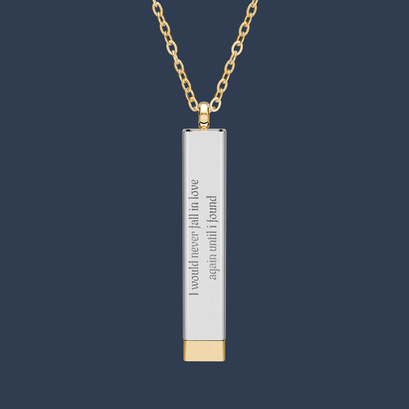 Hidden Message Sliding Bar Necklace — Engraved Secret Pull-Out Pendant