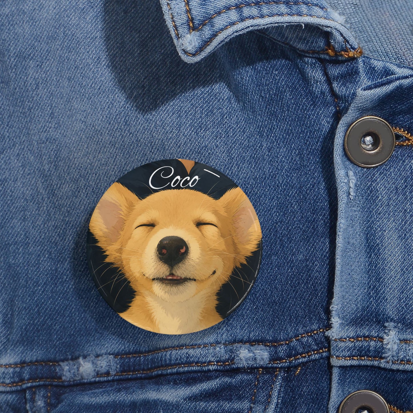 Corgi Smiles Round Pin — 'Coco' Cute Dog Button
