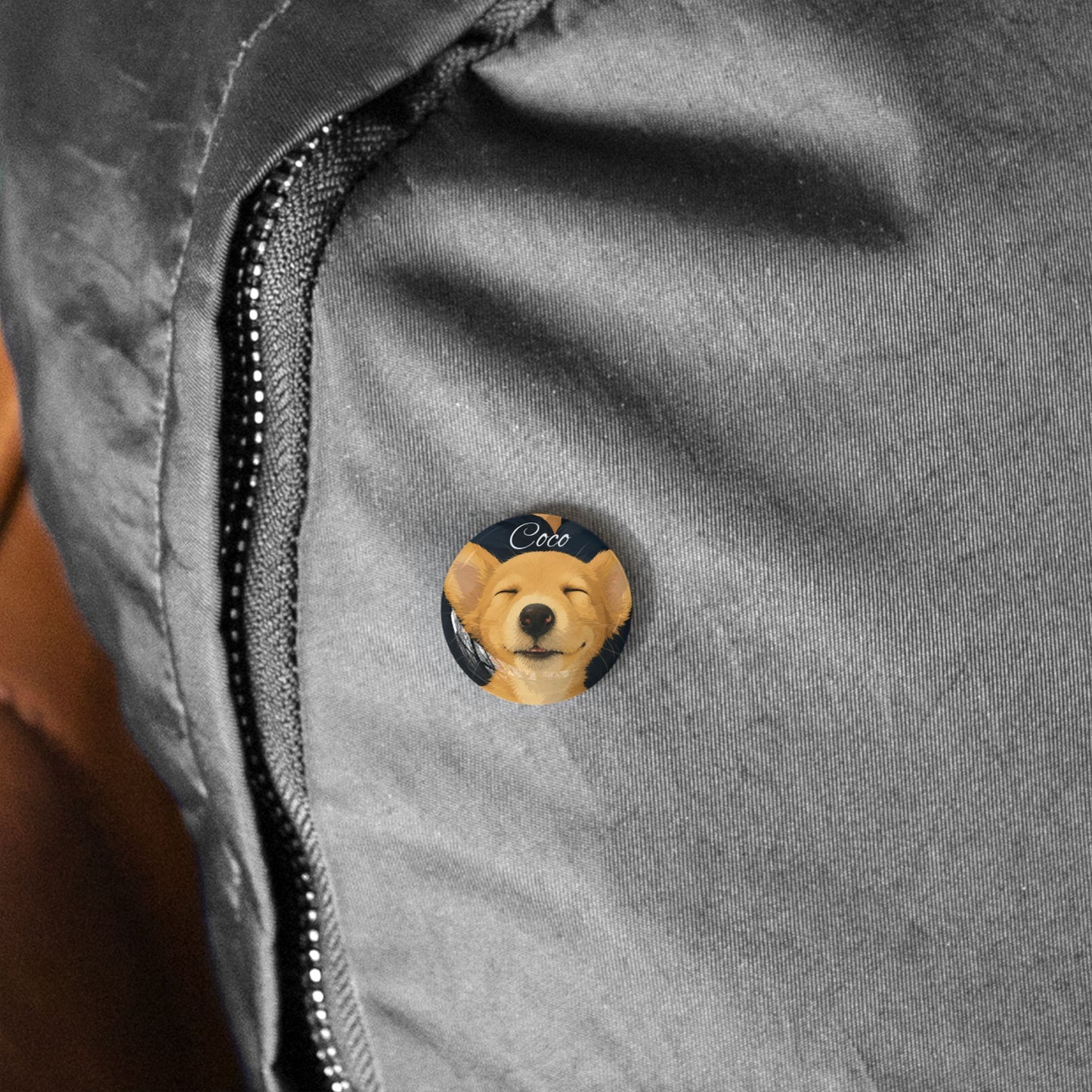 Corgi Smiles Round Pin — 'Coco' Cute Dog Button