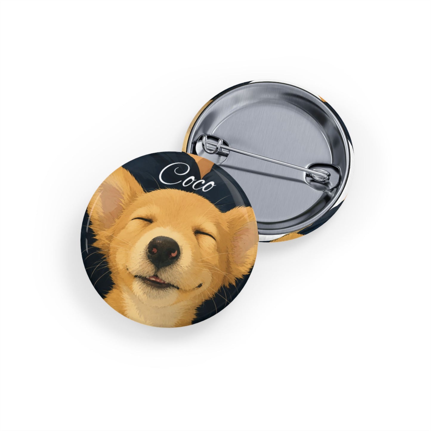 Corgi Smiles Round Pin — 'Coco' Cute Dog Button