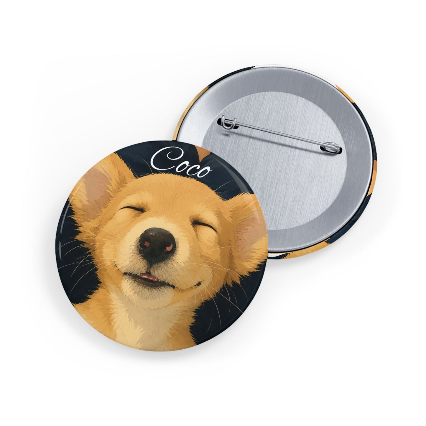 Corgi Smiles Round Pin — 'Coco' Cute Dog Button