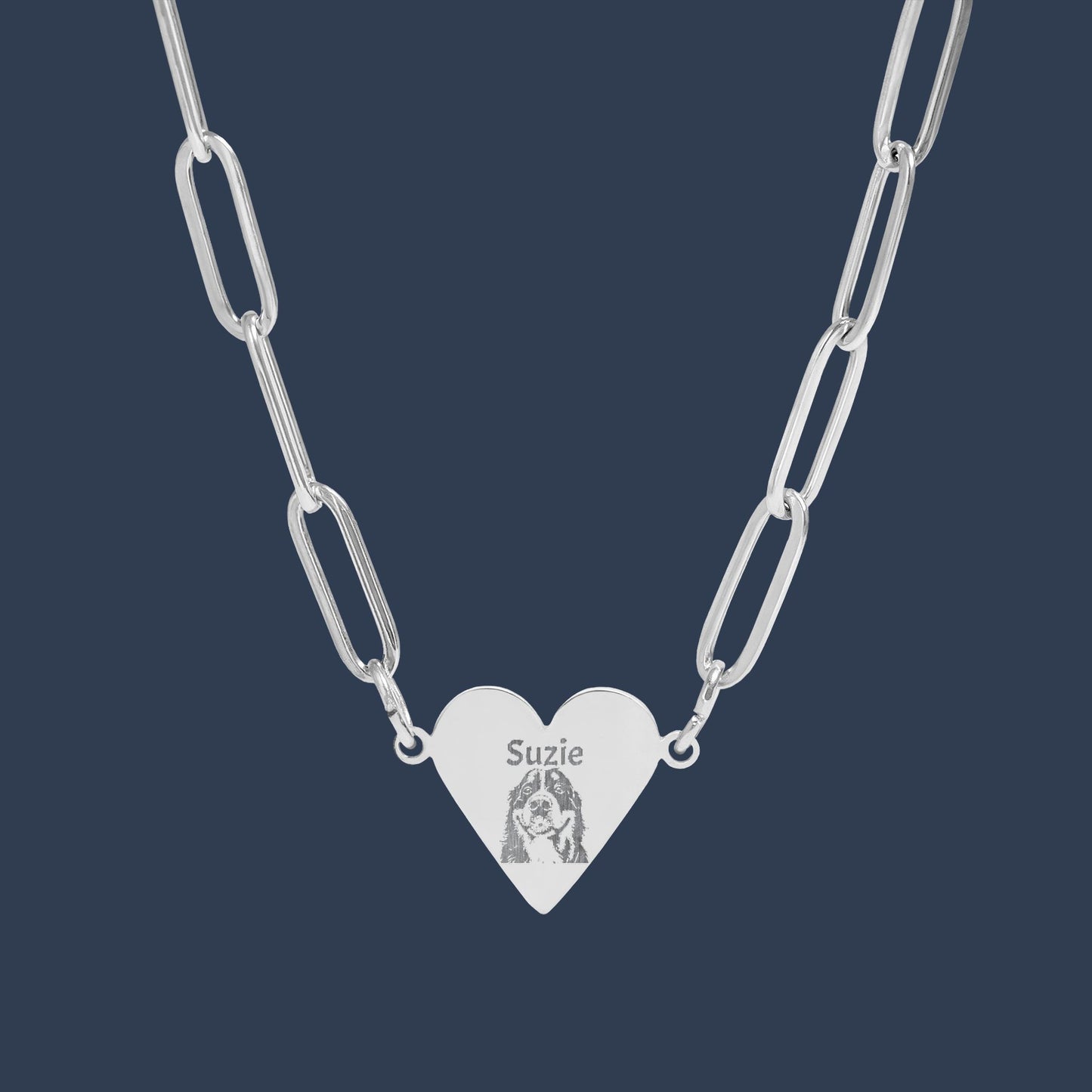 Engravable Paperclip Heart Necklace — Personalized Heart Pendant
