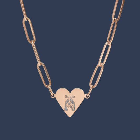 Engravable Paperclip Heart Necklace — Personalized Heart Pendant