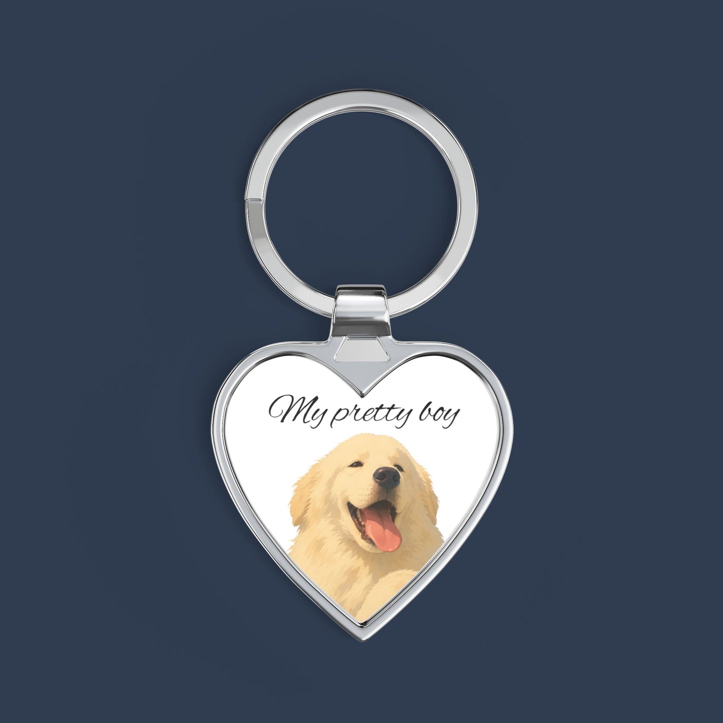 Heart Keychain — Personalized 'My Pretty Boy' Dog Photo Keepsake