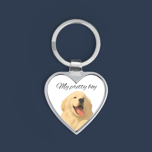 Heart Keychain — Personalized 'My Pretty Boy' Dog Photo Keepsake