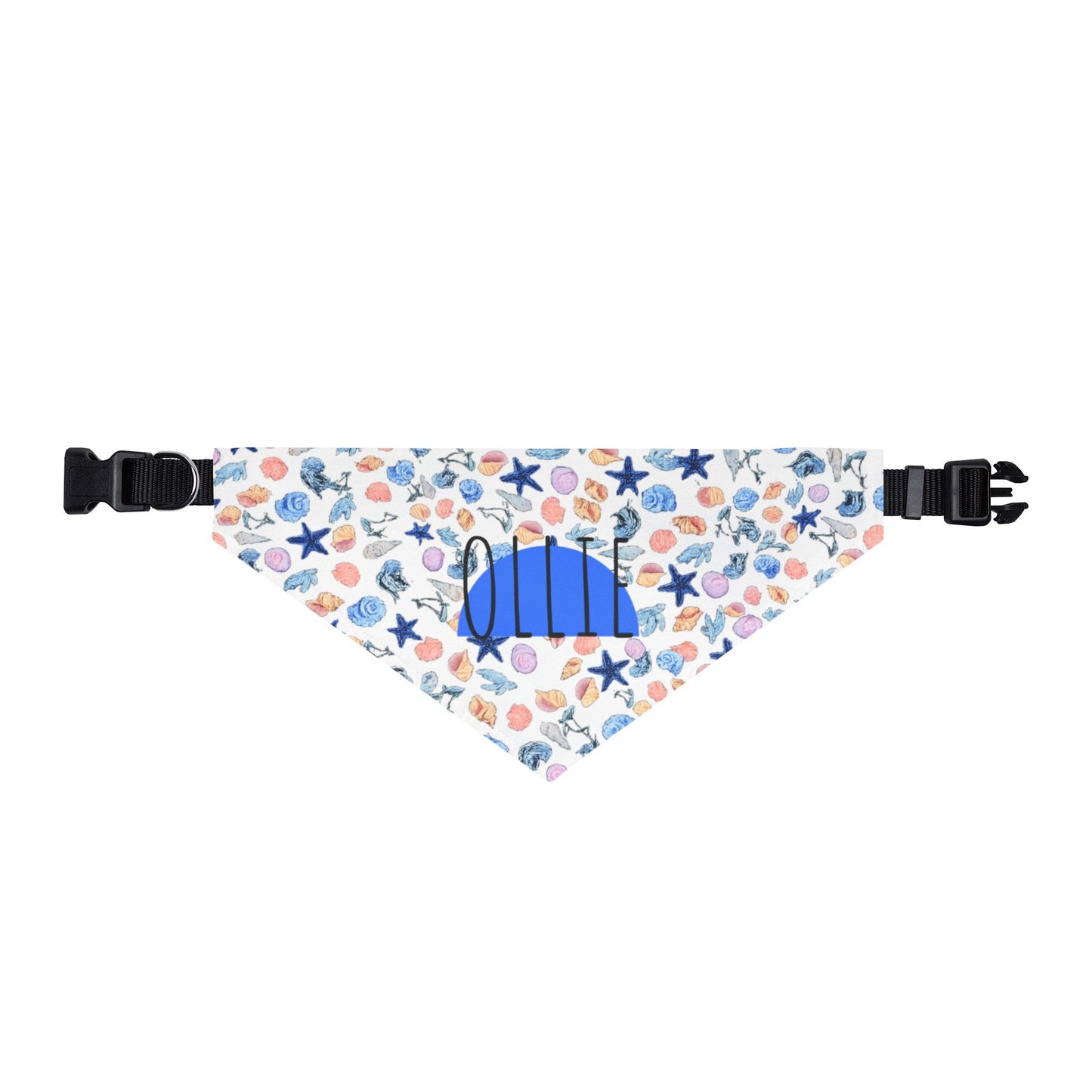 Clip-on Pet Bandana — Blue Narwhal & Seashells Cute Summer Dog Scarf
