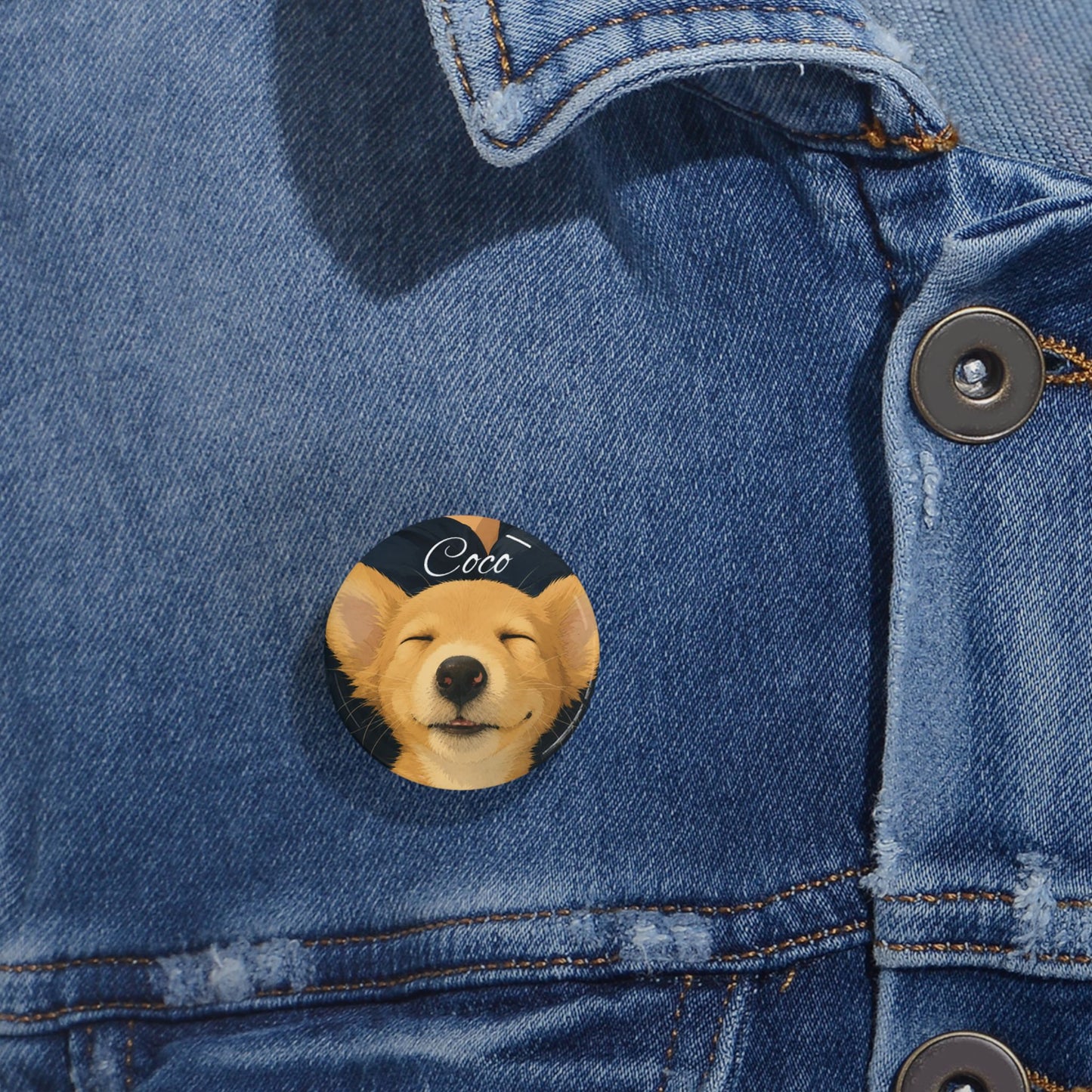 Corgi Smiles Round Pin — 'Coco' Cute Dog Button
