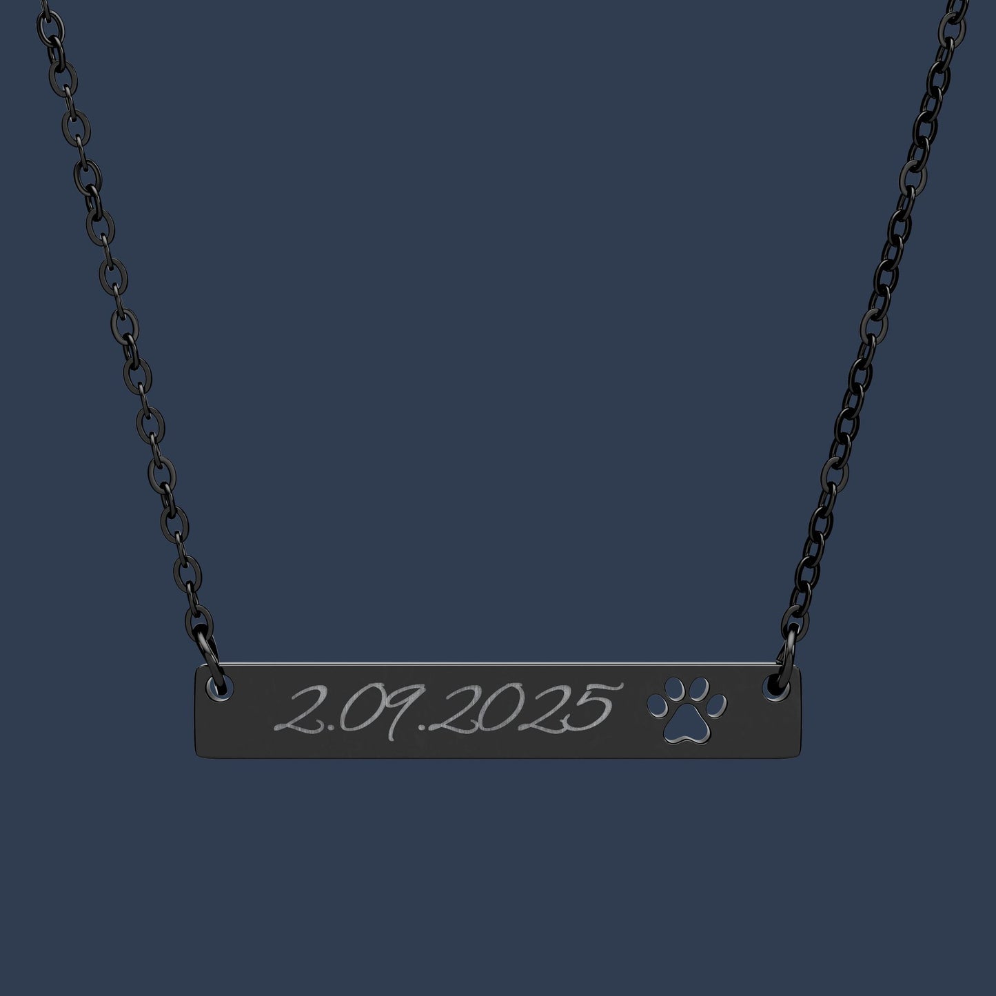 Engraved Paw Cutout Bar Necklace