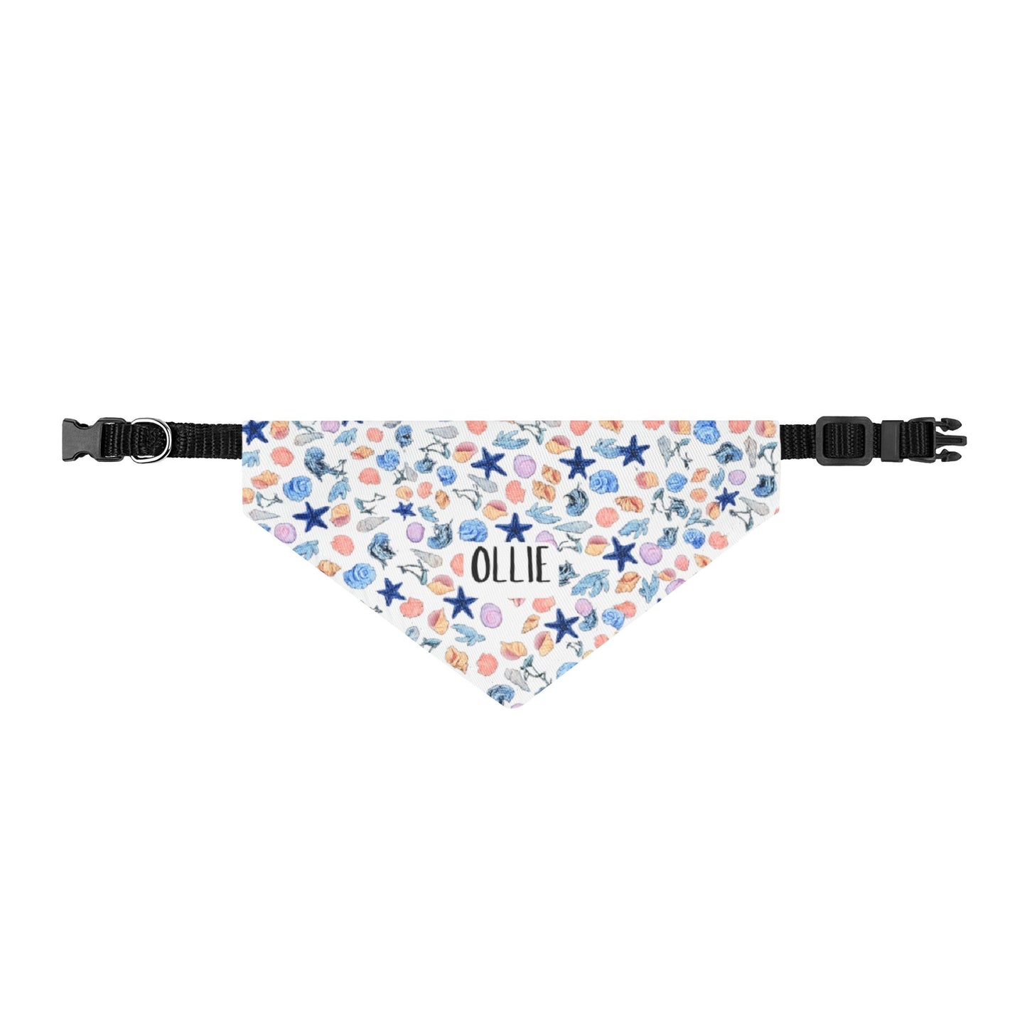 Clip-on Pet Bandana — Blue Narwhal & Seashells Cute Summer Dog Scarf
