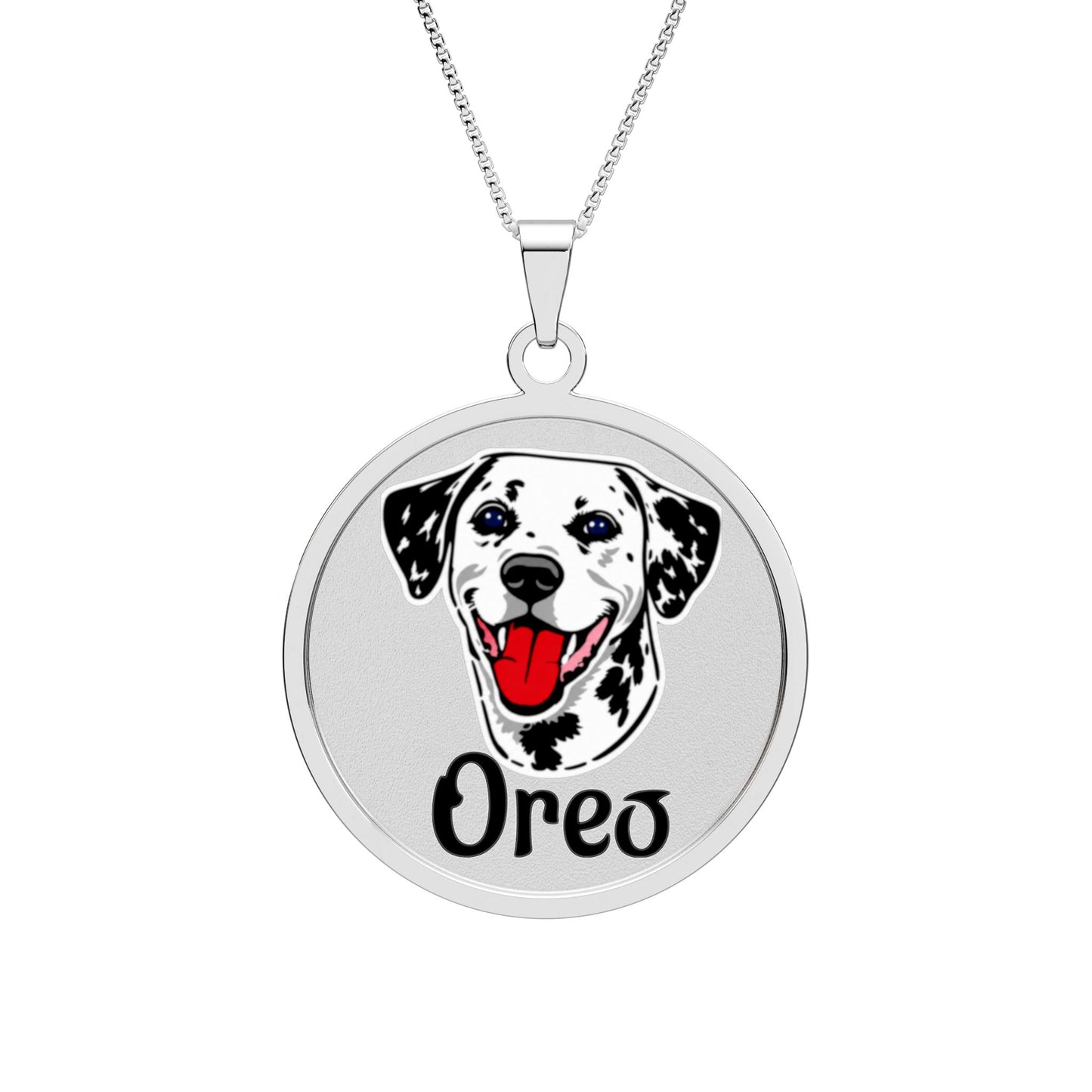 Photo Dog Name Pendant — Personalized Round Pet Necklace (custom name)