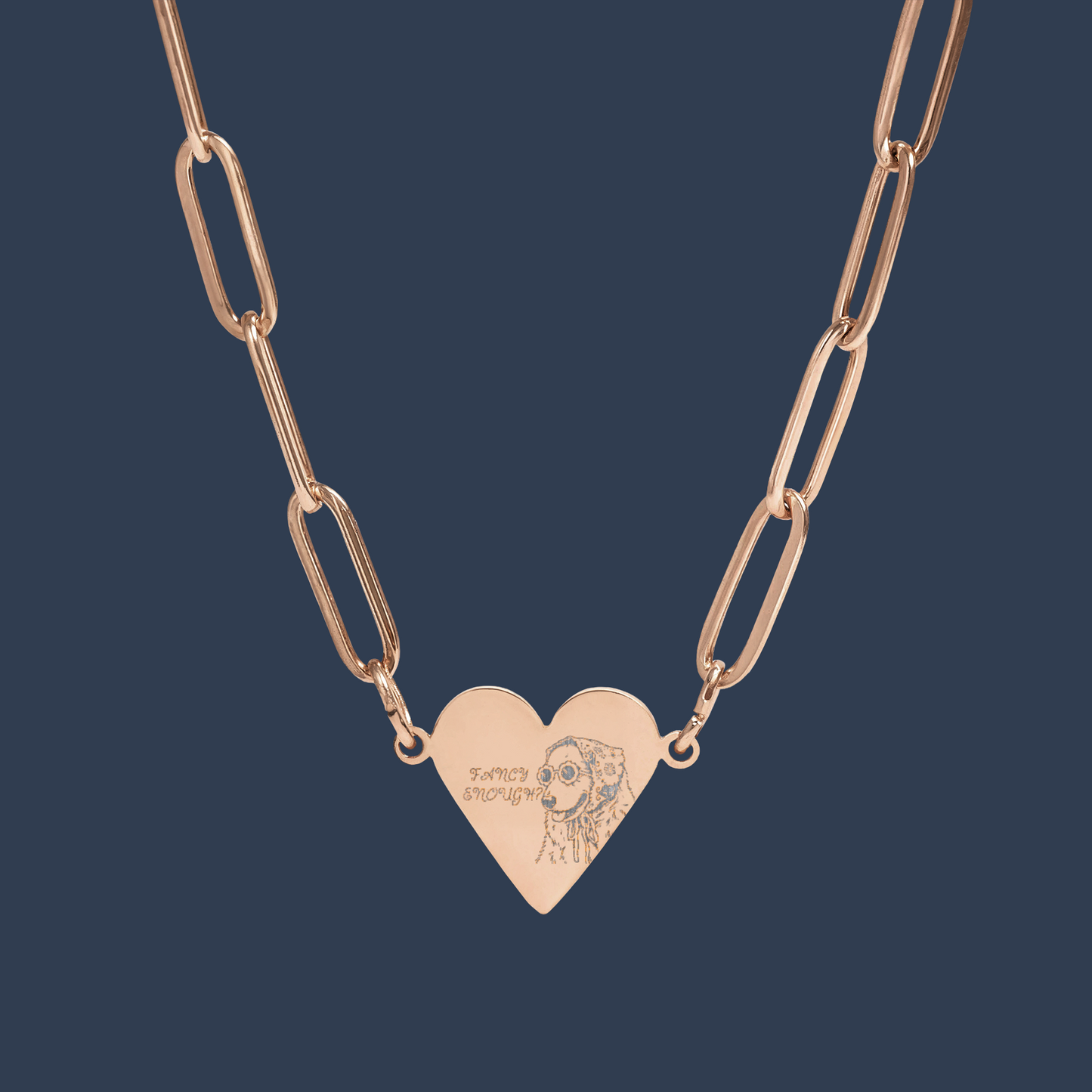 Engravable Paperclip Heart Necklace — Personalized Heart Pendant